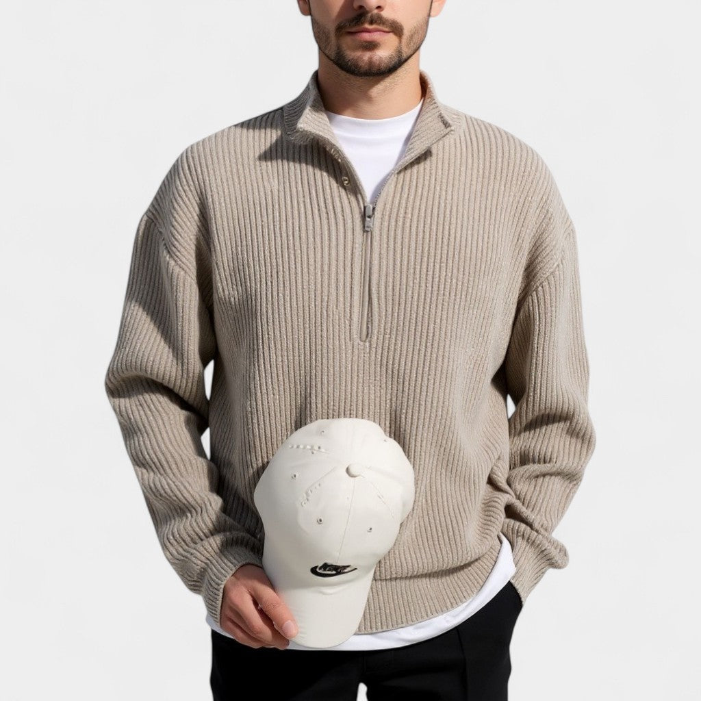 Old Monarchy | Men’s Half-Zip High Collar Sweater – Refined Warmth, Modern Ease 3