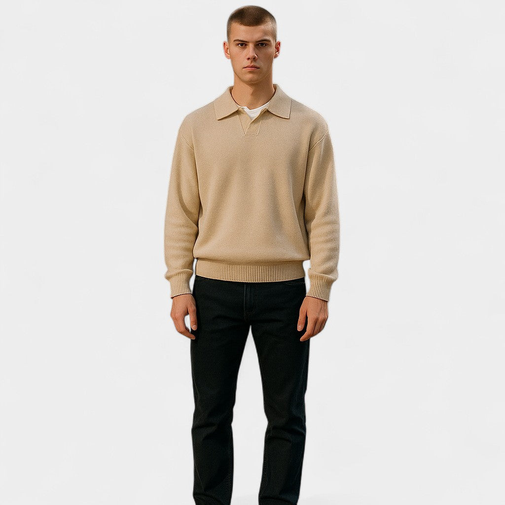 Old Monarchy | Men’s Knitted Polo Sweater – Long-Sleeve, Classic Collar Design 1