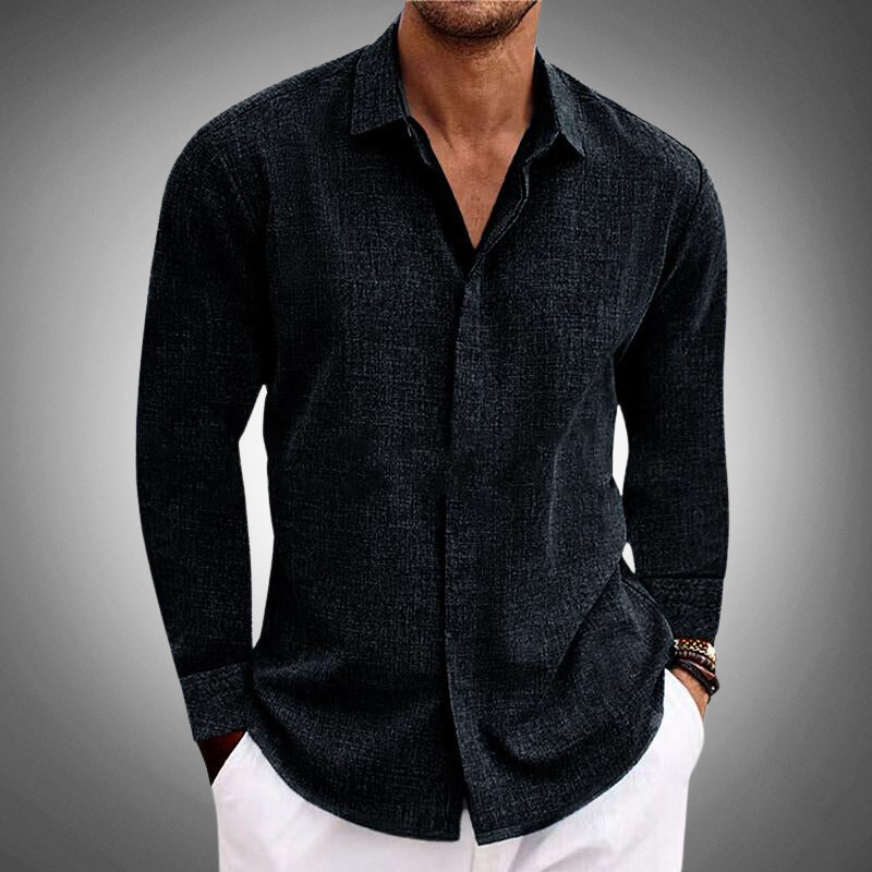 Relaxed Fit Men's Long Sleeve Shirt - VogeLuxe