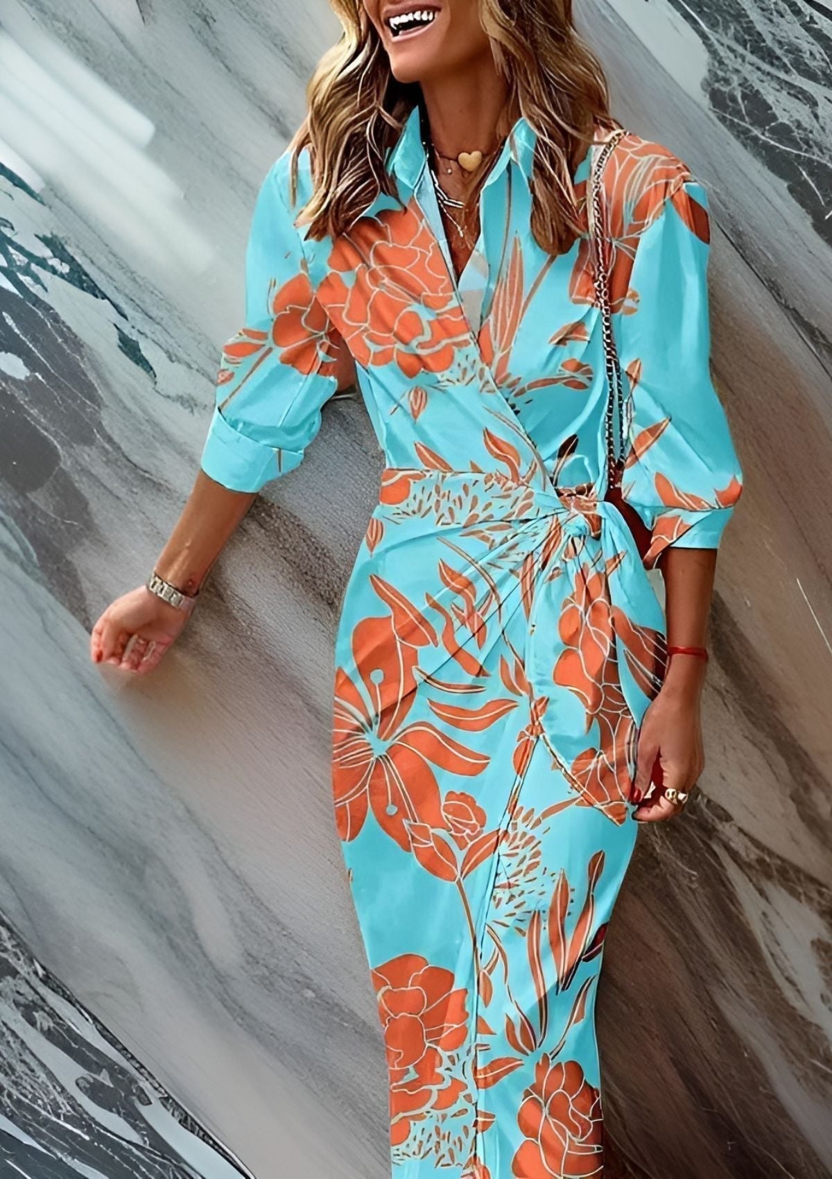 Classic Stripe Maxi Wrap Dress