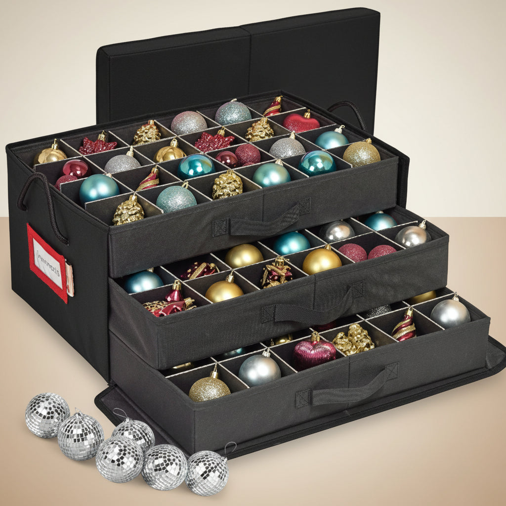 Holiday Decor Container with Organizers and Compartments