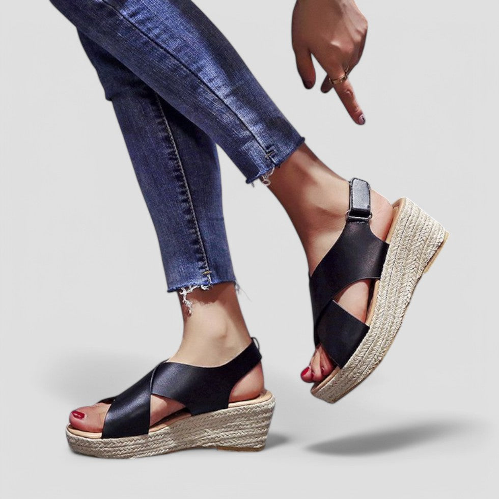 Orthopaedic Wedge Sandals with Stylish Cross Strap