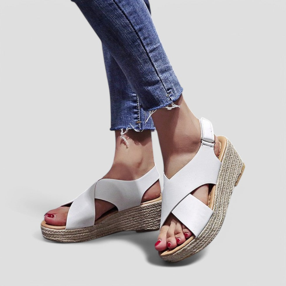 Orthopaedic Wedge Sandals with Stylish Cross Strap