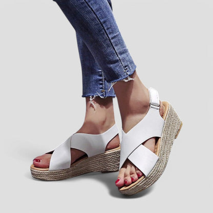 Orthopaedic Wedge Sandals with Stylish Cross Strap
