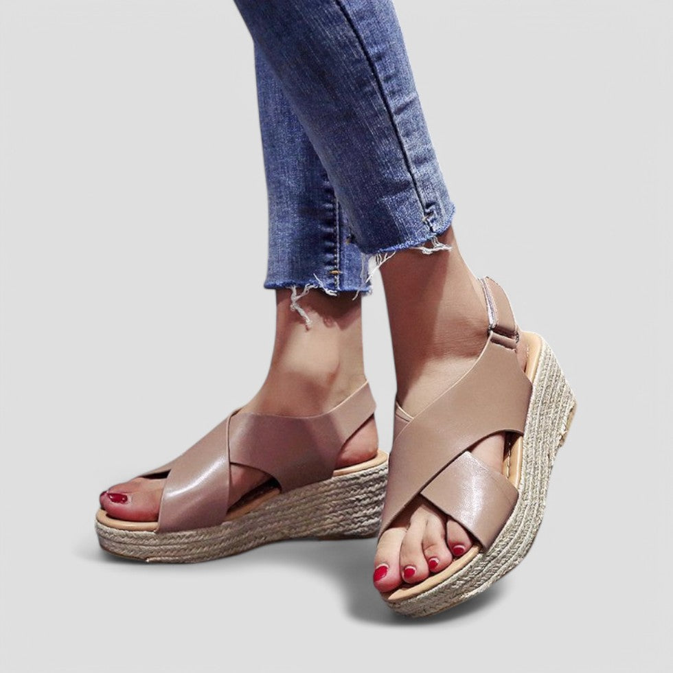 Orthopaedic Wedge Sandals with Stylish Cross Strap
