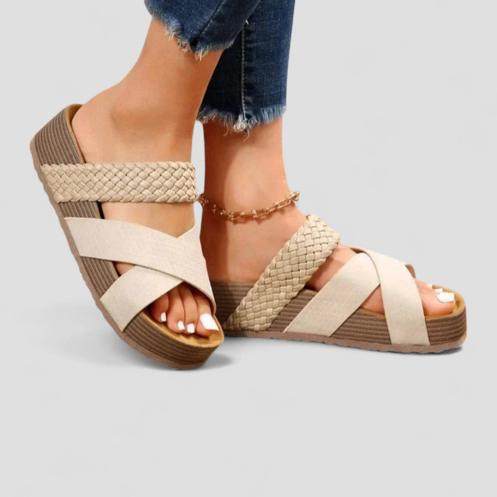 Orthopedic Braided Slip On Platform Sandals