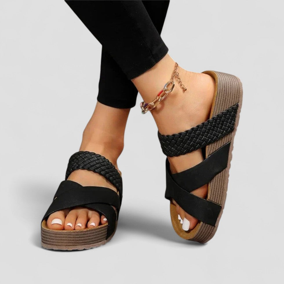 Orthopedic Braided Slip On Platform Sandals
