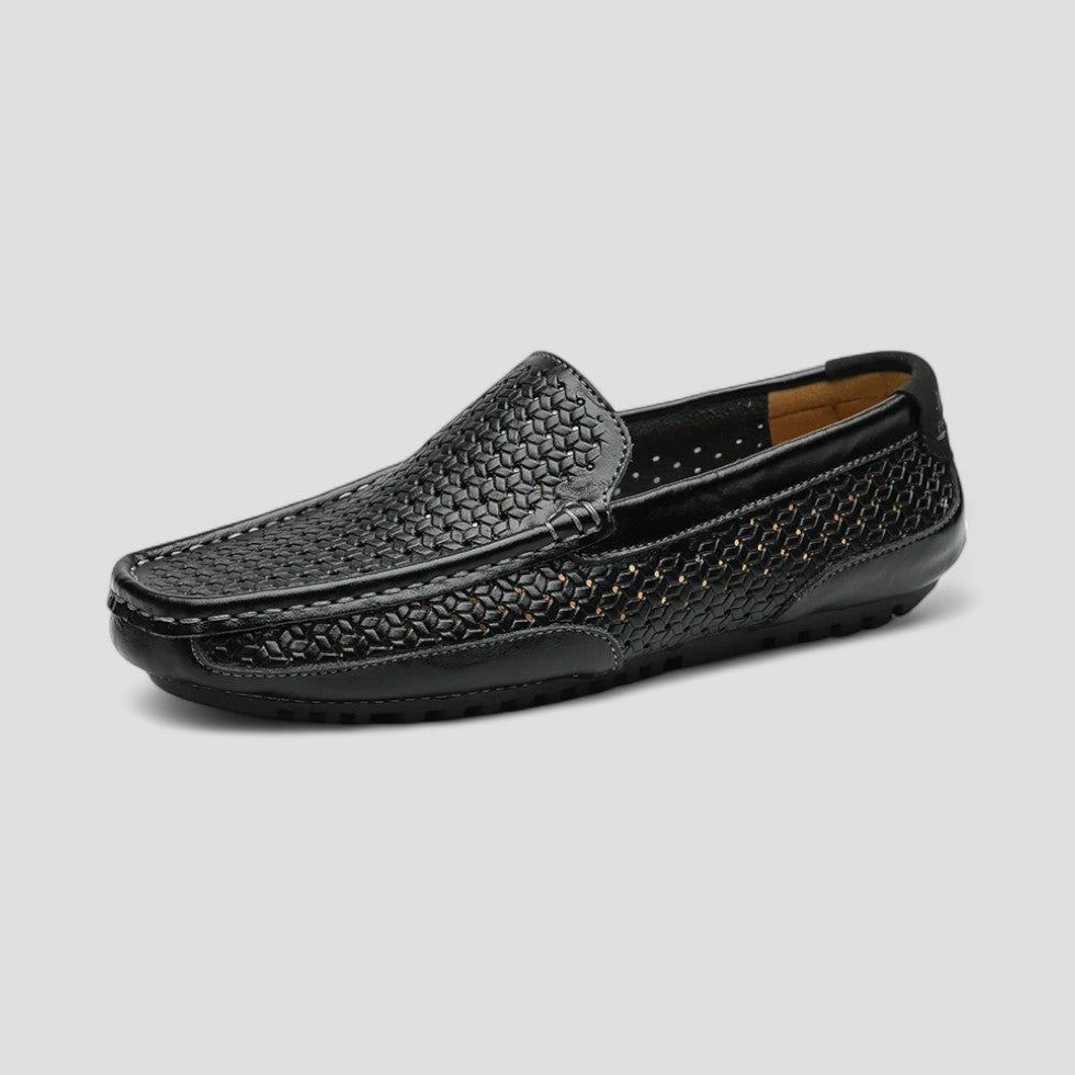 VogeLuxe | Men’s Woven Leather Driving Loafers