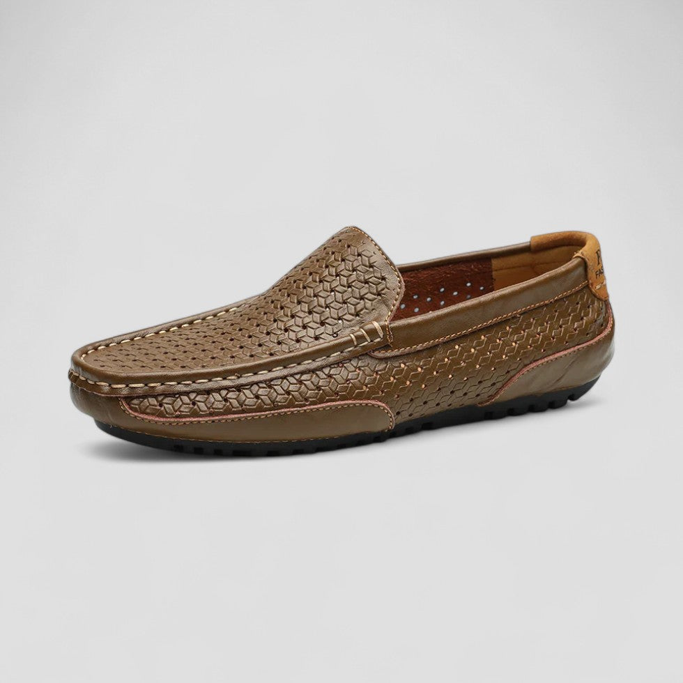 VogeLuxe | Men’s Woven Leather Driving Loafers