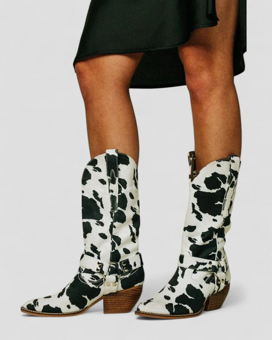 Orthopedic Cow Print Western Cowboy Boots for Women