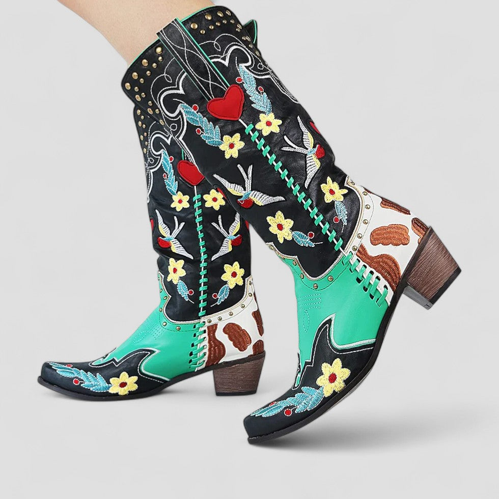 Orthopedic Embroidered Western Cowboy Boots for Women