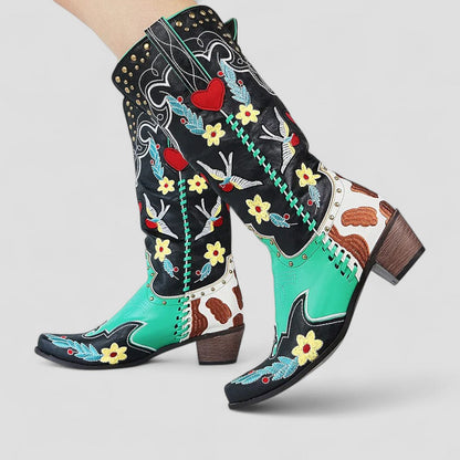 Orthopedic Embroidered Western Cowboy Boots for Women
