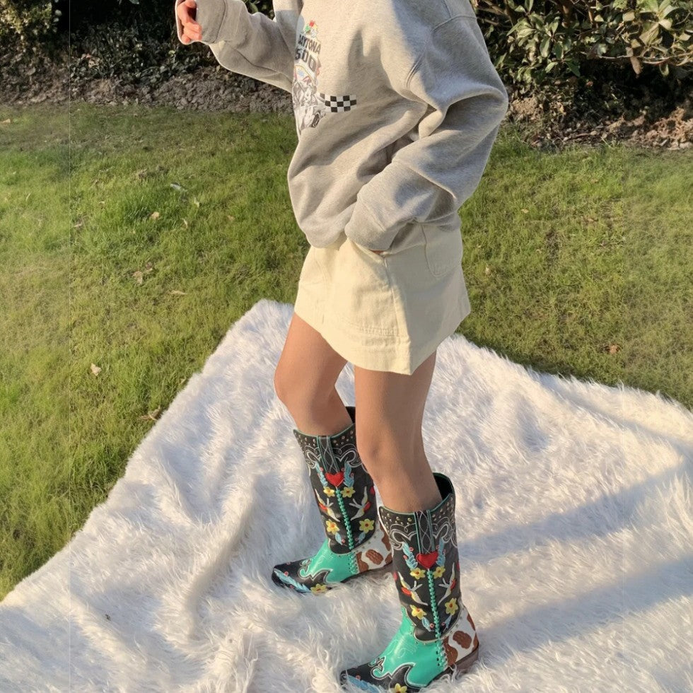 Orthopedic Embroidered Western Cowboy Boots for Women