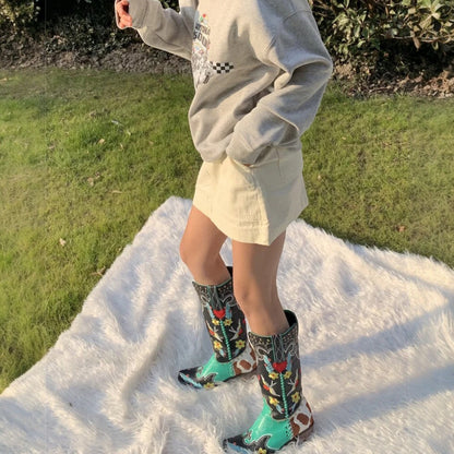 Orthopedic Embroidered Western Cowboy Boots for Women