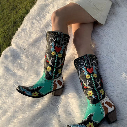 Orthopedic Embroidered Western Cowboy Boots for Women