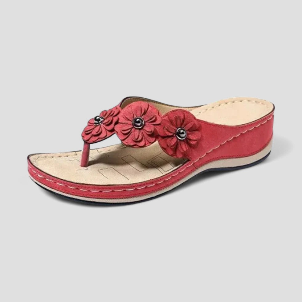 Orthopedic Flower Embellished Summer Thong Sandals