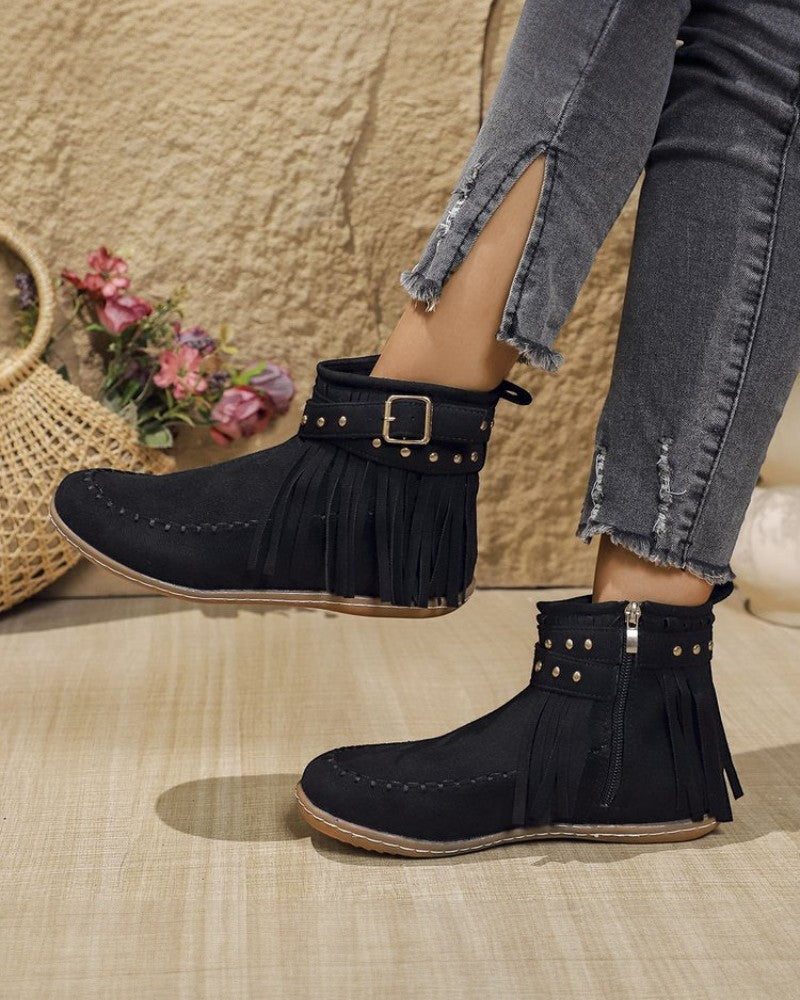 Orthopedic Fringe Ankle Boots for Women