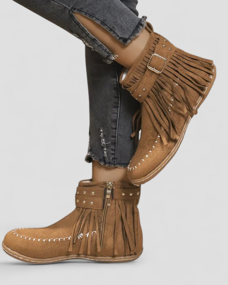 Orthopedic Fringe Ankle Boots for Women