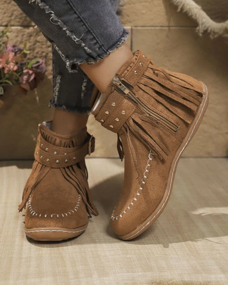 Orthopedic Fringe Ankle Boots for Women