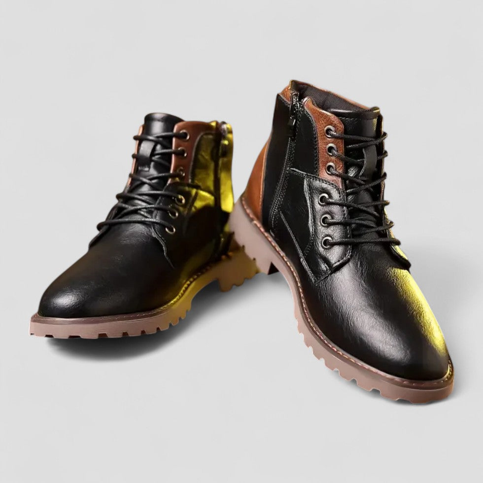 Orthopedic Lace Up Leather Ankle Boots for Men