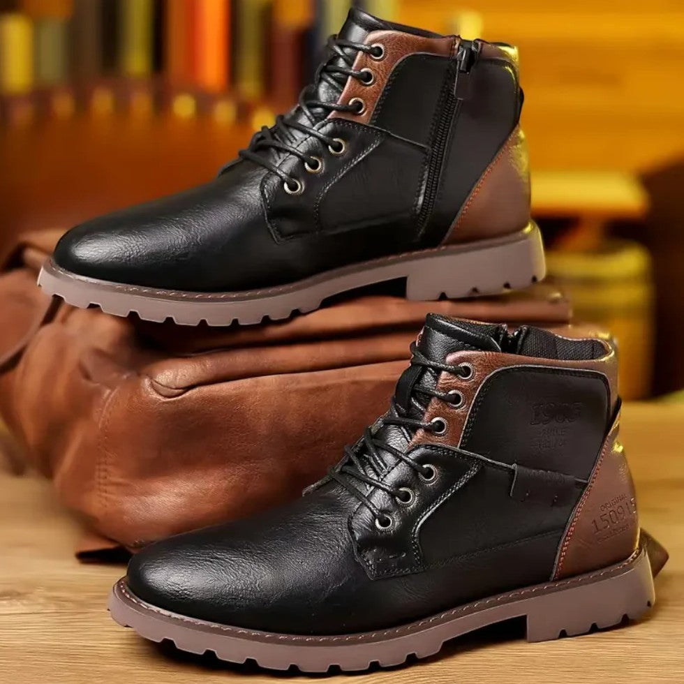 Orthopedic Lace Up Leather Ankle Boots for Men