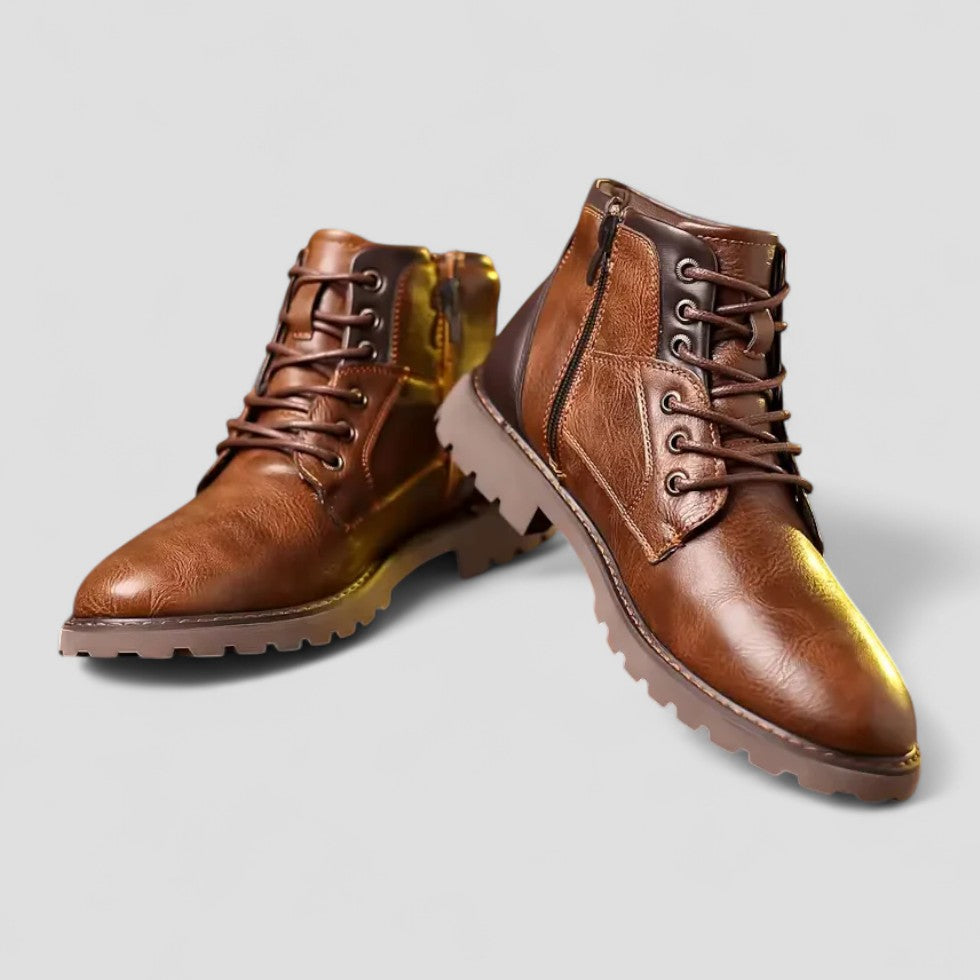 Orthopedic Lace Up Leather Ankle Boots for Men