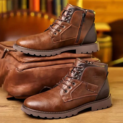 Orthopedic Lace Up Leather Ankle Boots for Men