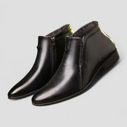 Orthopedic Leather Ankle Boots for Men with Side Zip