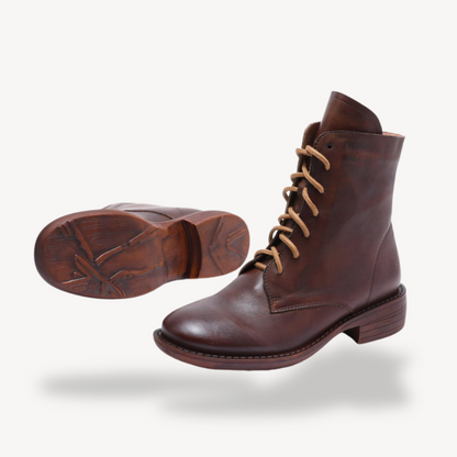 VogeLuxe | Women’s Genuine Leather Lace-Up Ankle Boots