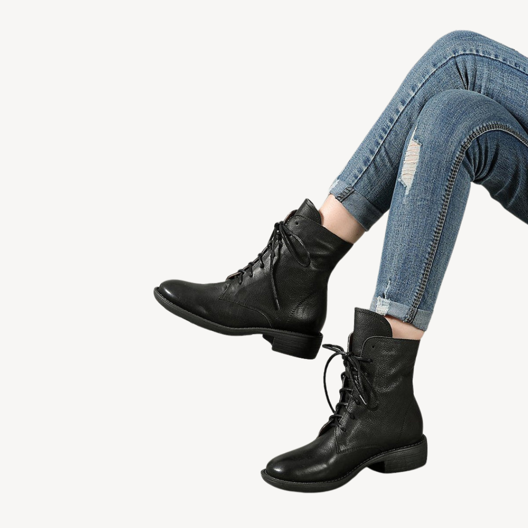 VogeLuxe | Women’s Genuine Leather Lace-Up Ankle Boots