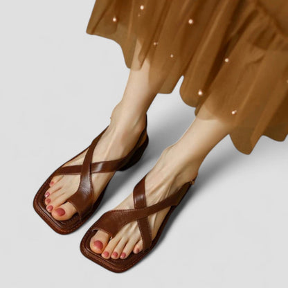 Orthopedic Leather Cross Strap Sandals for Women