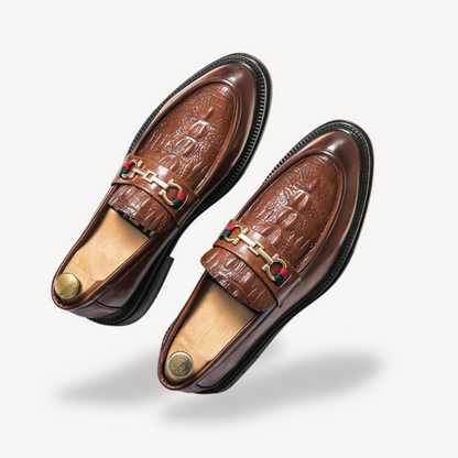 VogeLuxe | Men’s Croc-Detail Horsebit Loafers