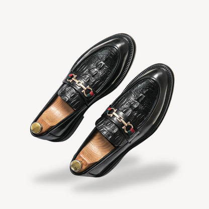 VogeLuxe | Men’s Croc-Detail Horsebit Loafers