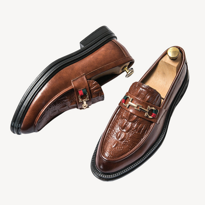 VogeLuxe | Men’s Croc-Detail Horsebit Loafers