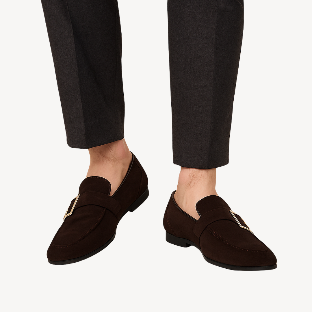VogeLuxe | Men’s Suede Buckle Dress Loafers