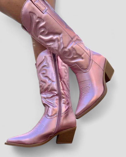Orthopedic Metallic Western Cowboy Boots for Women