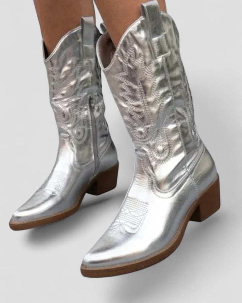 Orthopedic Metallic Western Cowboy Boots for Women