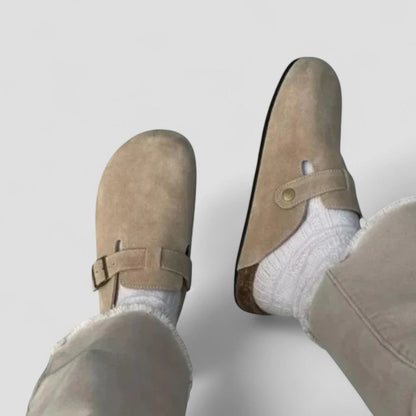 VogeLuxe | Men’s Suede Shearling Mule Slippers