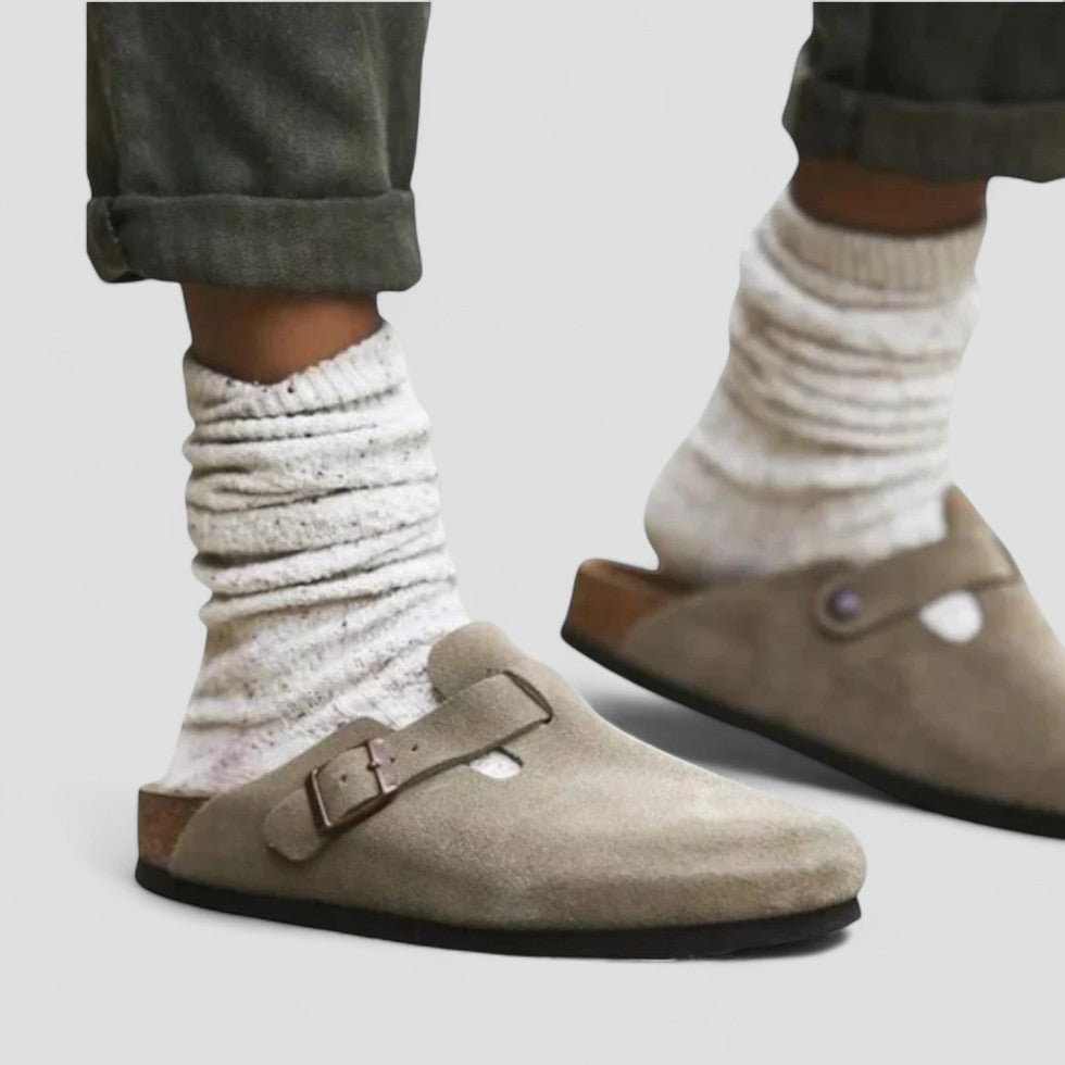 VogeLuxe | Men’s Suede Shearling Mule Slippers