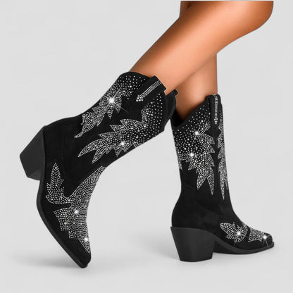Orthopedic Western Rhinestone Cowboy Boots for Women
