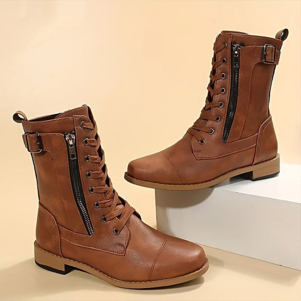 Supportive Womens Ankle Boots Easy Slip On Zipper - VogeLuxe