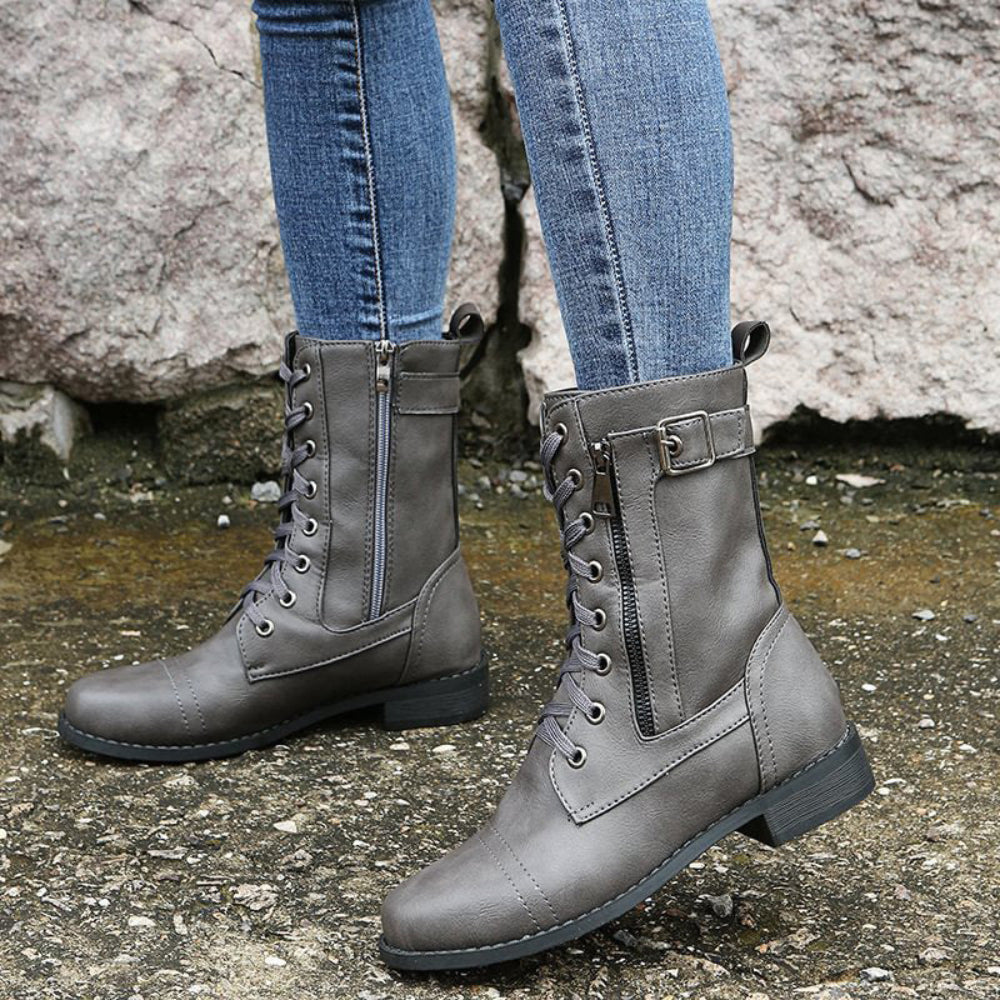 Supportive Womens Ankle Boots Easy Slip On Zipper