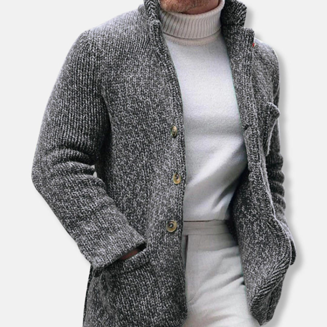Oscar Regular Fit Cardigan | Stand Collar Button Front Cardigan 2