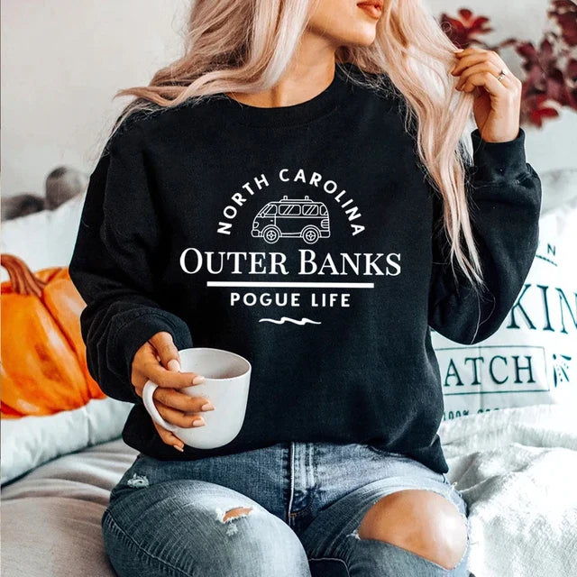 Fashionable NC Graphic Winter Sweatshirt - VogeLuxe