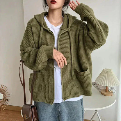 Cozy Women's Zip Front Sweater Cardigan - VogeLuxe