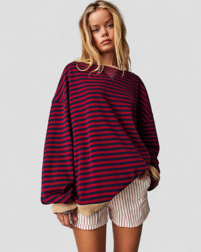 VogeLuxe | Women’s Striped Oversized Sweatshirt