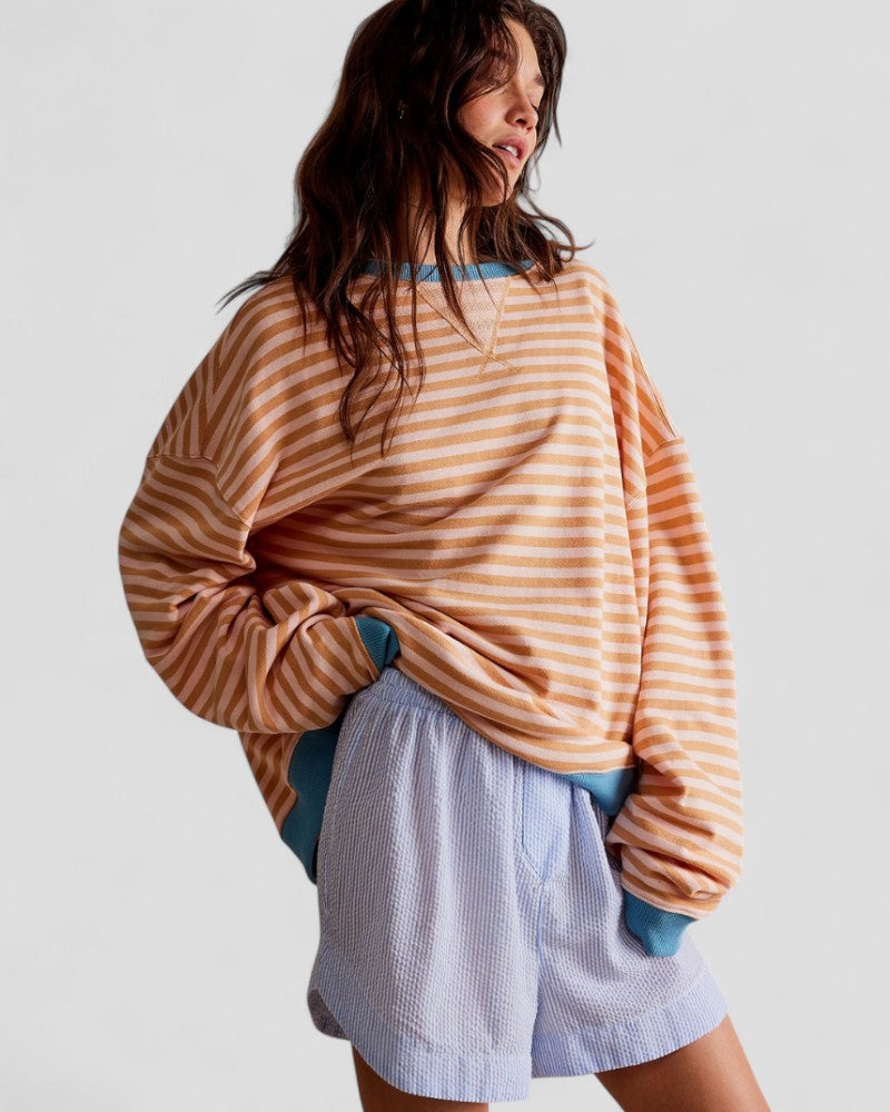 VogeLuxe | Women’s Striped Oversized Sweatshirt