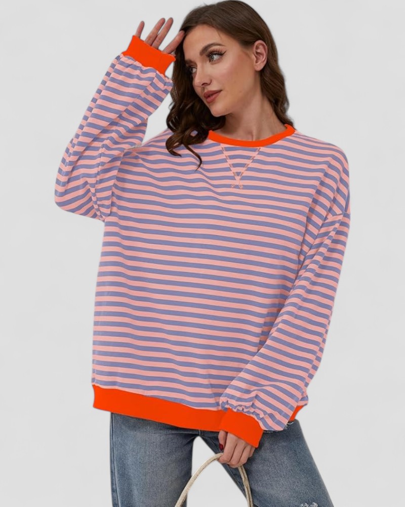 VogeLuxe | Women’s Striped Oversized Sweatshirt