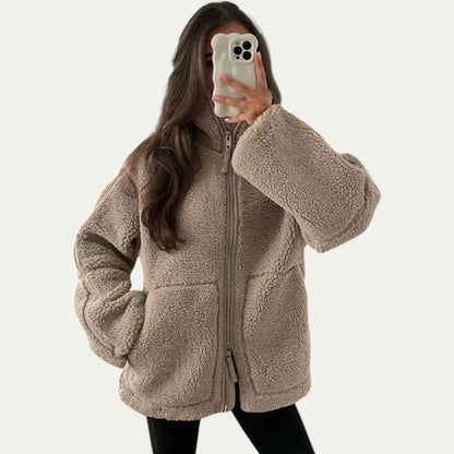 Oversized Zip Up Teddy Jacket for Women 2
