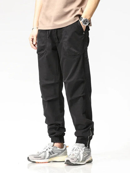 Men's Slim Fit Casual Work Pants with Elastic Waistband